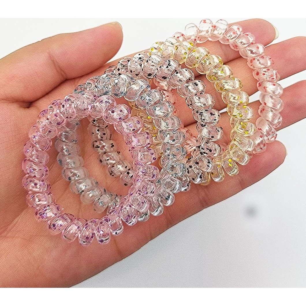 Tiras de Cabello Espirales Leenchiry - 20 Piezas Color Transparente