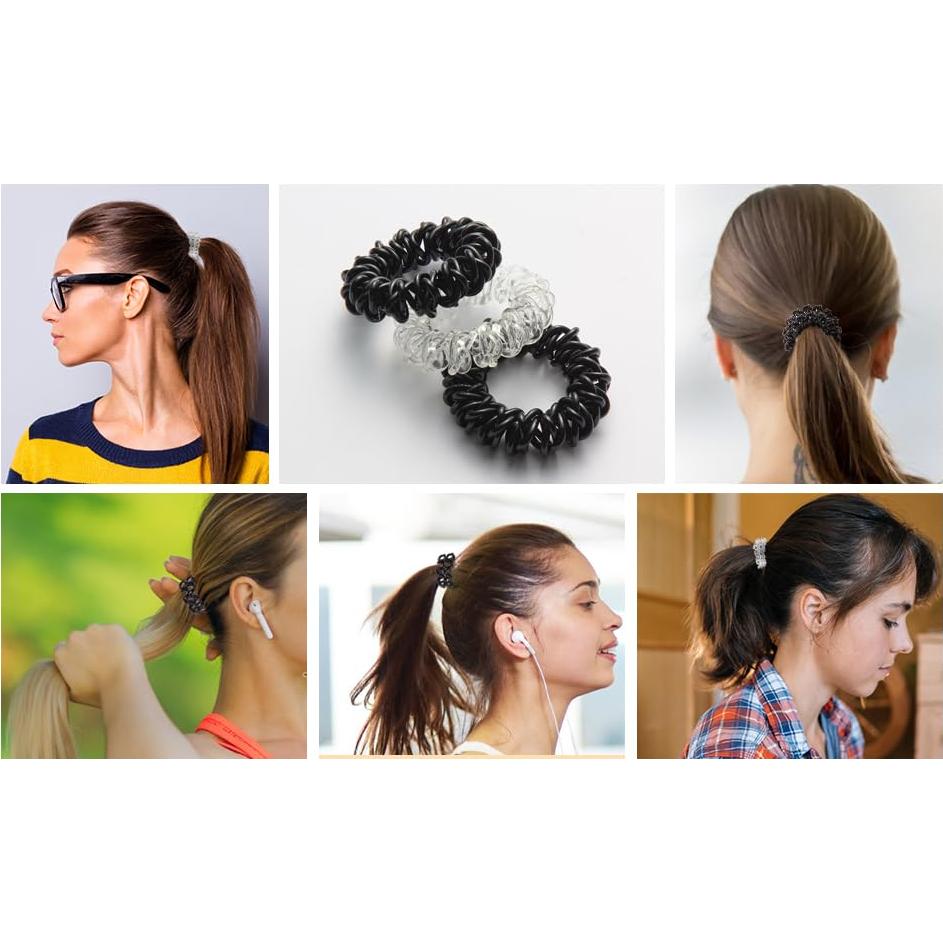Lazos de Cabello Espirales GoYoho - 8 Unidades Negro y Blanco
