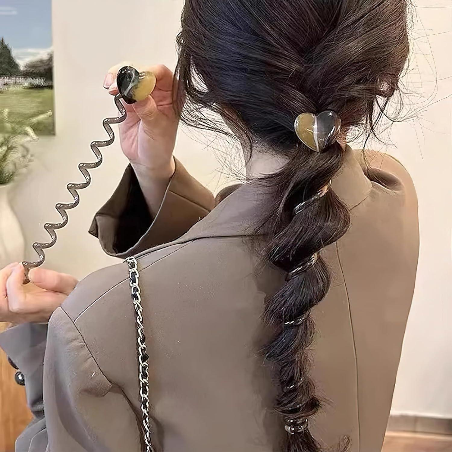 4 Piezas Scrunchies Espirales Corazón Coloridos para Cabello