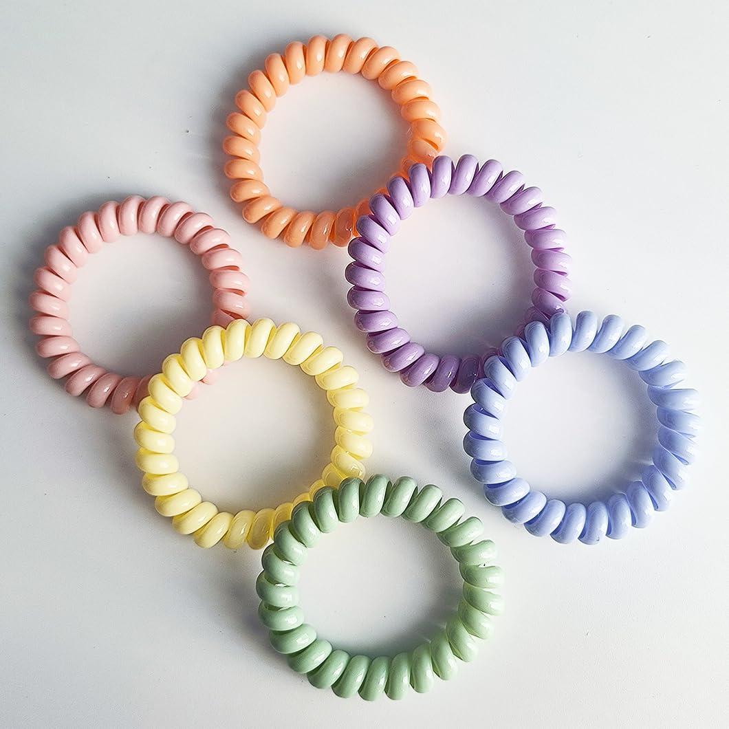 18 Tiras de Cabello Espirales Elásticas Leenchiry Color Macaron