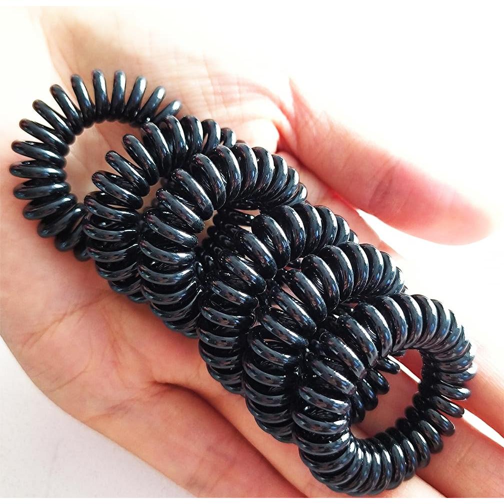 27 Coletas Espirales Elásticas Reazana 4cm Negro para Cabello