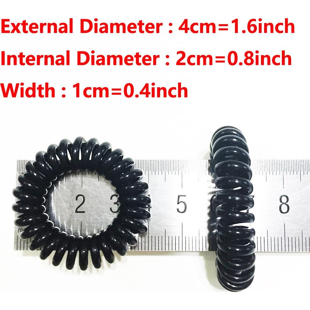 27 Coletas Espirales Elásticas Reazana 4cm Negro para Cabello