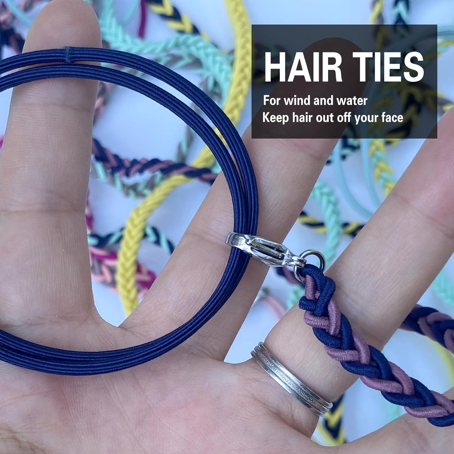 Sujetadores de Coletas Elásticos DAOSUN 63.5 cm Coloridos - Paquete de 3