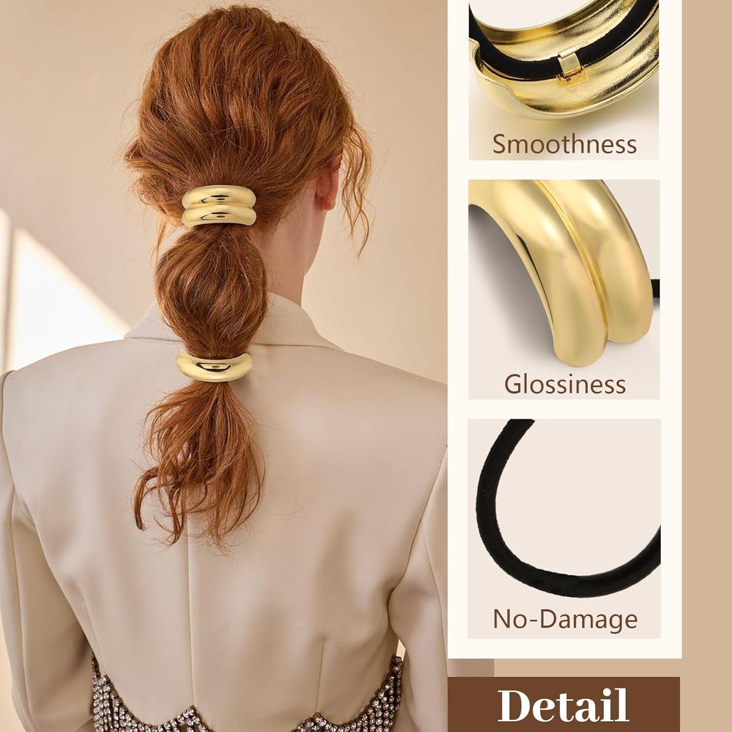 3 Lazos para el Cabello Dorados Yougeigy - Accesorios Elegantes