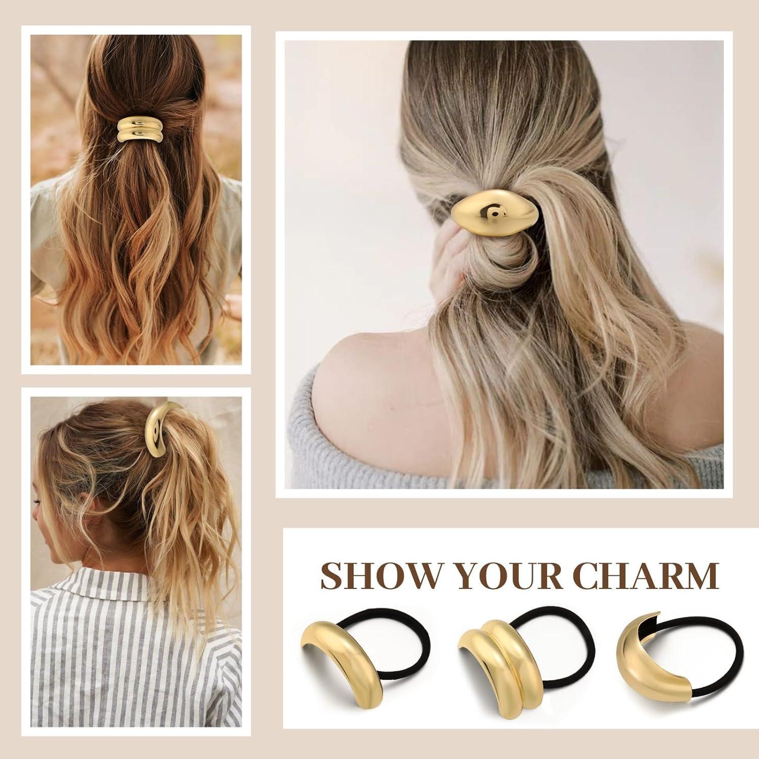3 Lazos para el Cabello Dorados Yougeigy - Accesorios Elegantes