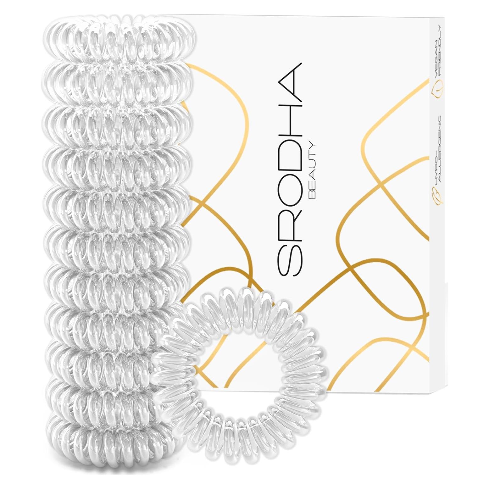Bandas de Cabello en Espiral Srodha - 12 Piezas Transparentes
