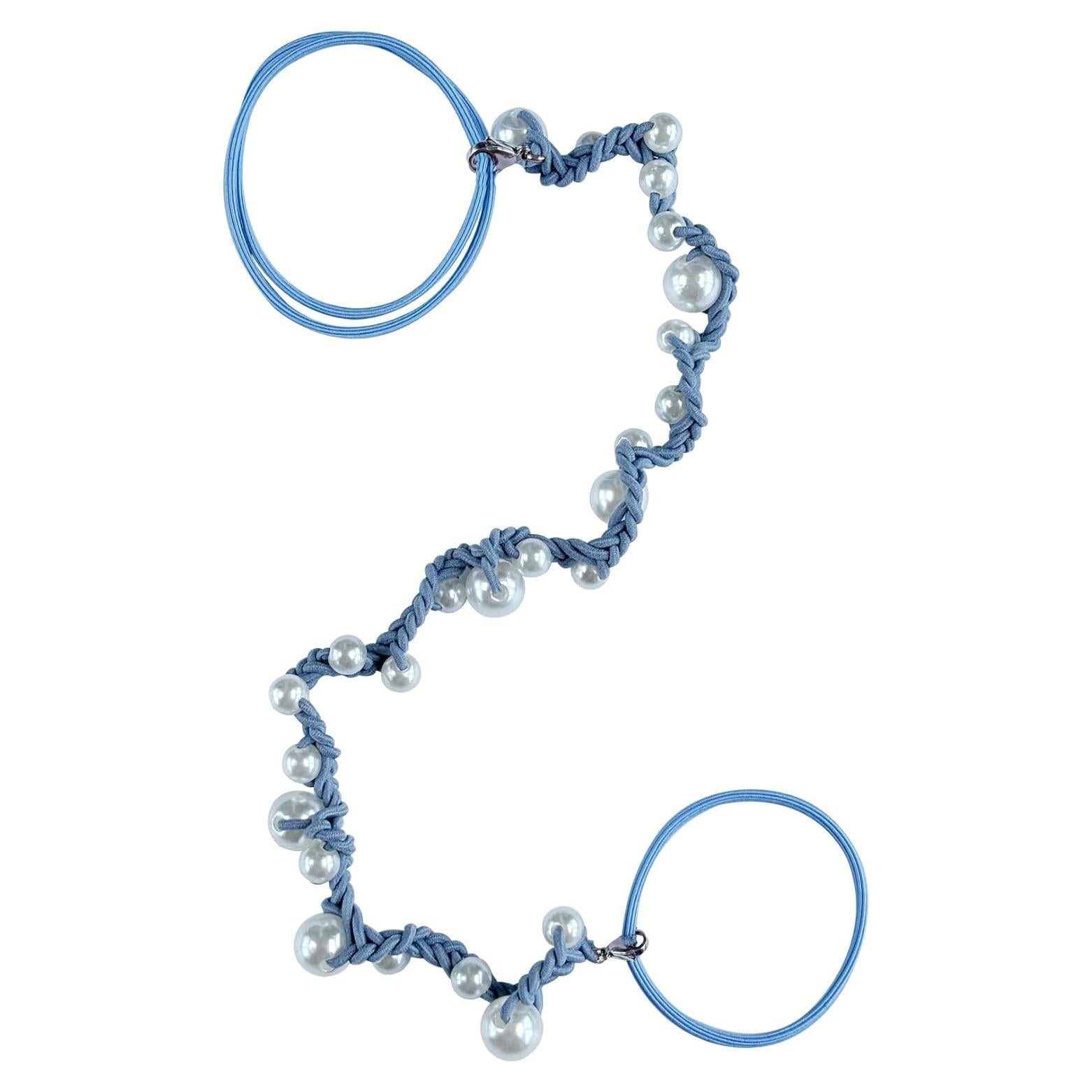 Lazos de Pelo de Perlas DAOSUN Azul 40 cm para Cabello Grueso