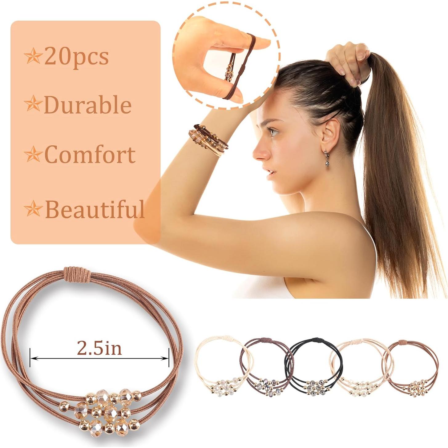 20 Gomas de Pelo Elásticas FECASIMY - Sin Daño, 6.35 cm