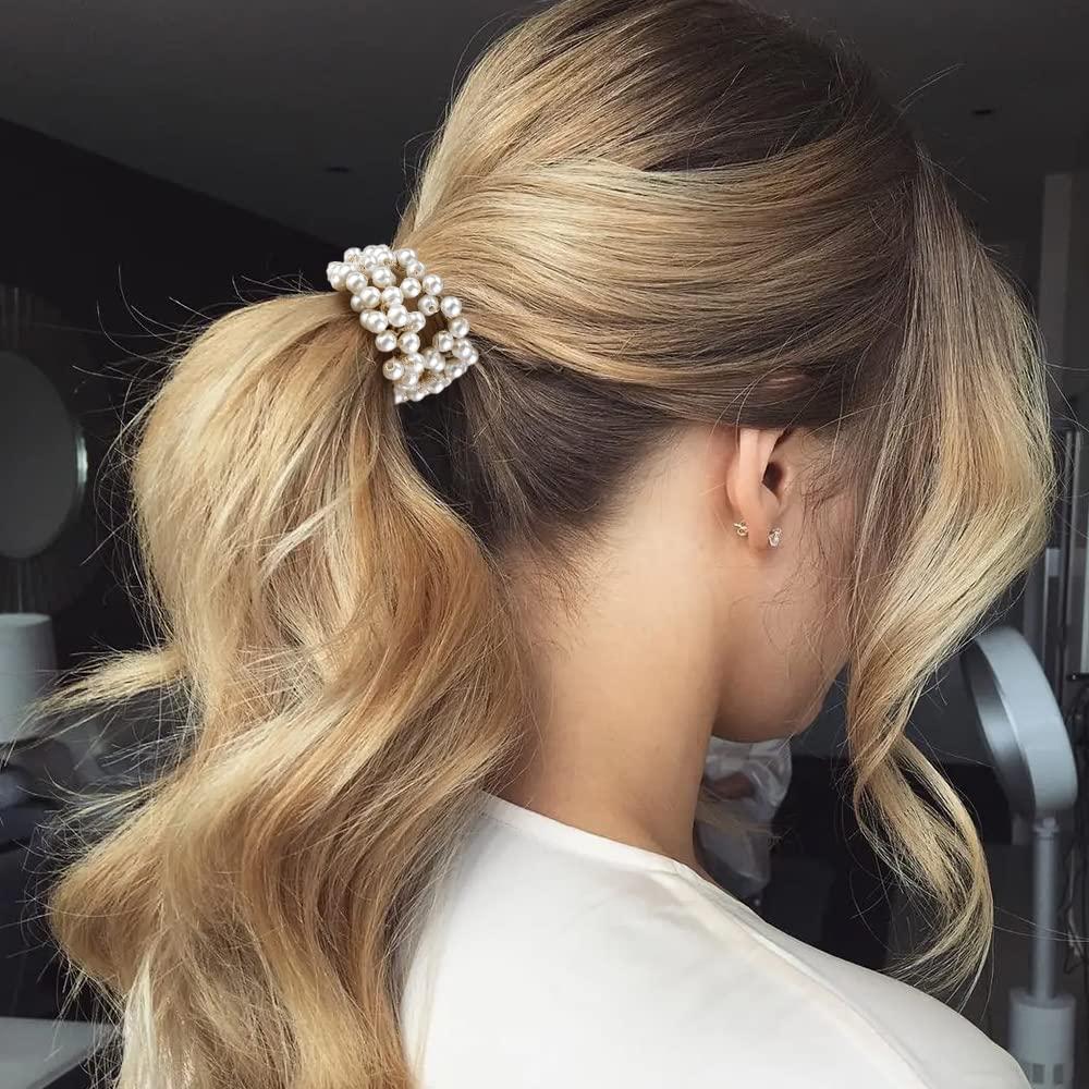 Gomas de Pelo Elásticas Ahoney 9 Pcs Perlas y Cristales