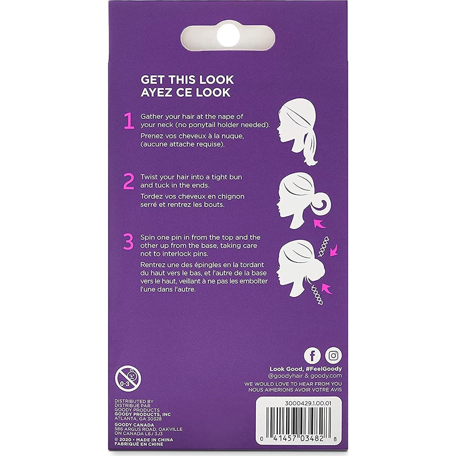 Pasadores de Cabello Espiral Goody Mini - 3 Unidades, Colores Variados