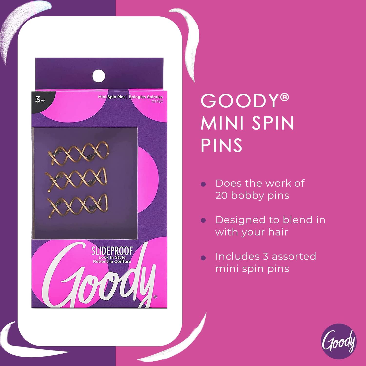 Pasadores de Cabello Espiral Goody Mini - 3 Unidades, Colores Variados