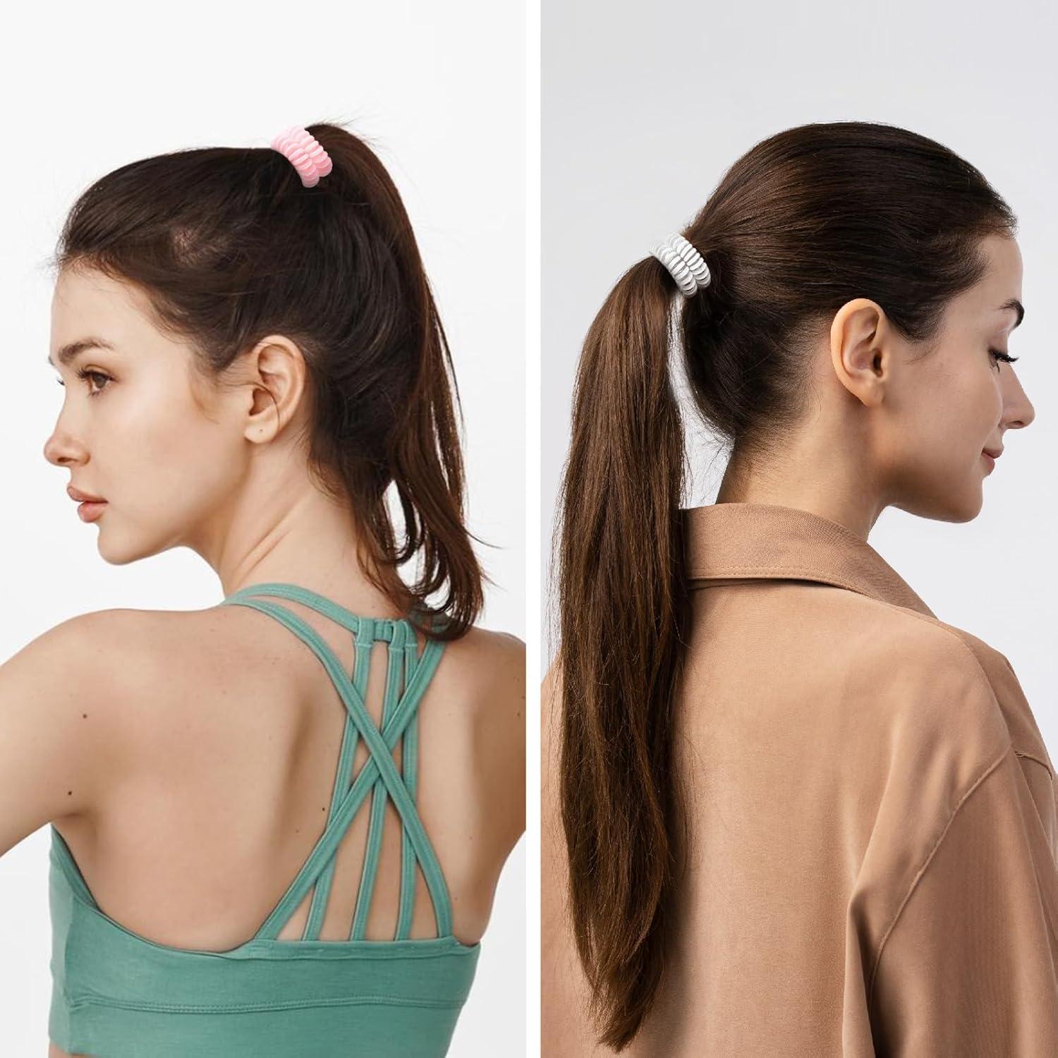 16 Piezas Espirales para el Cabello QIUTIMIY - Coils Elásticos Rosa y Transparente