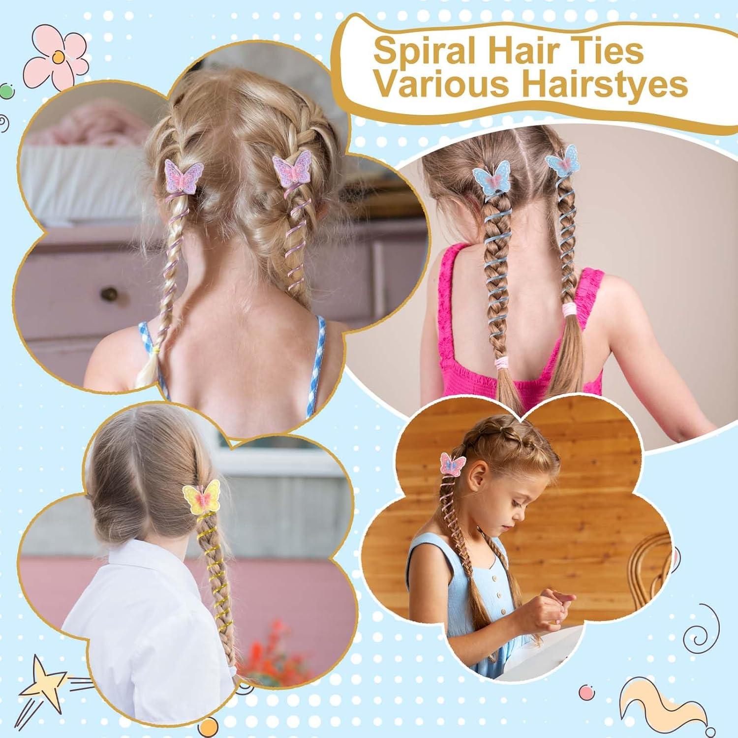 8 Cabos de Pelo en Espiral Tyqour con Diseños de Mariposas