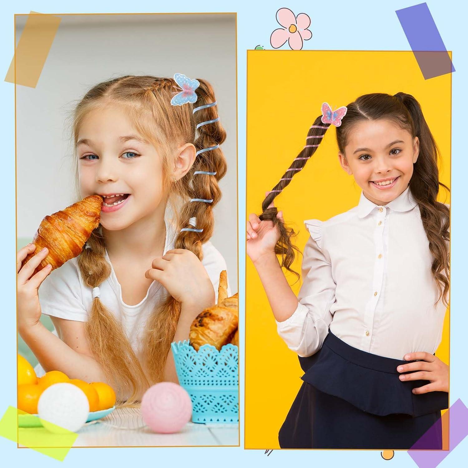 8 Cabos de Pelo en Espiral Tyqour con Diseños de Mariposas