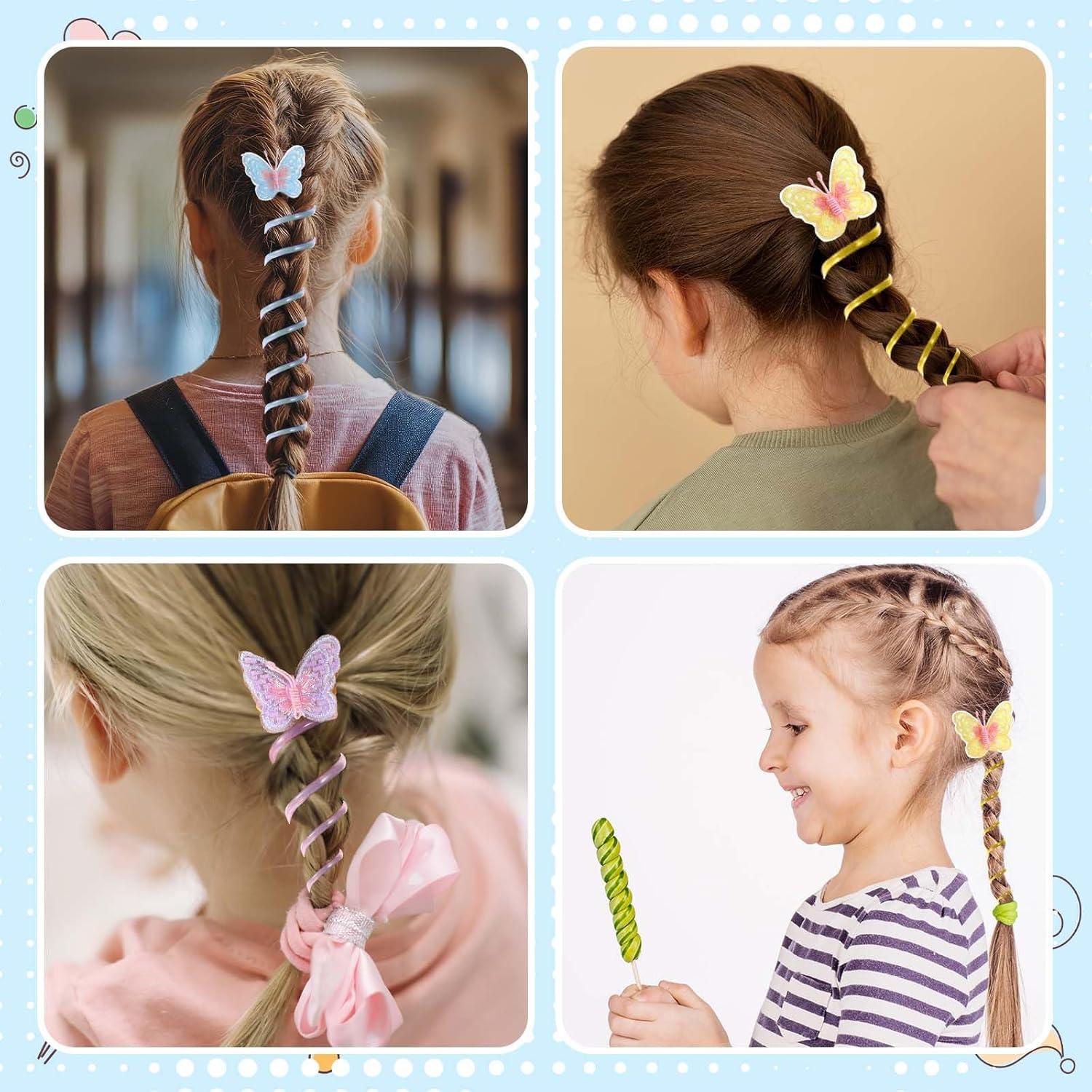 8 Cabos de Pelo en Espiral Tyqour con Diseños de Mariposas