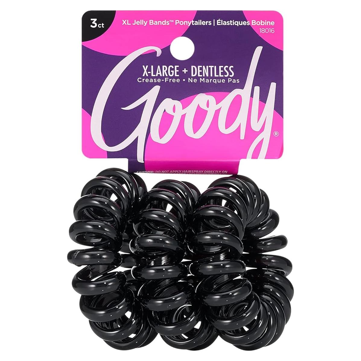 Bandas de Gel Goody 3 Coils Negros para Cabello Grueso