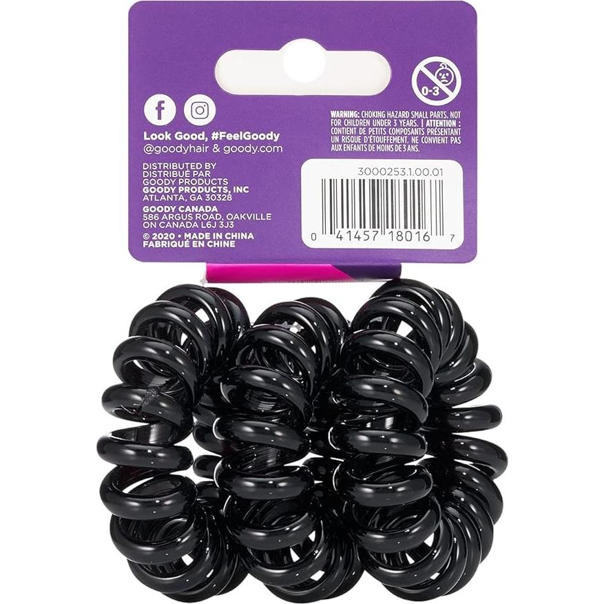 Bandas de Gel Goody 3 Coils Negros para Cabello Grueso
