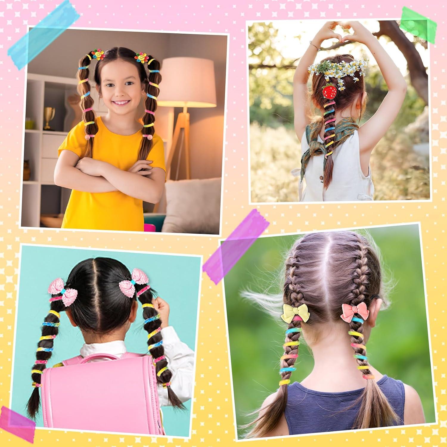 JUNEBRUSHS 12 Tiras de Cabello Espirales Arcoíris para Niñas