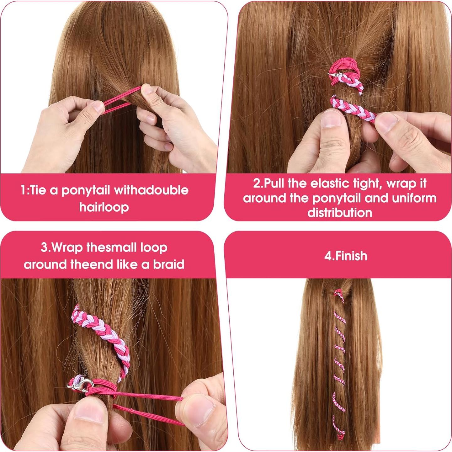 4 Bandas Trenzadas Espirales HJZHII 64cm Multicolor para Cabello