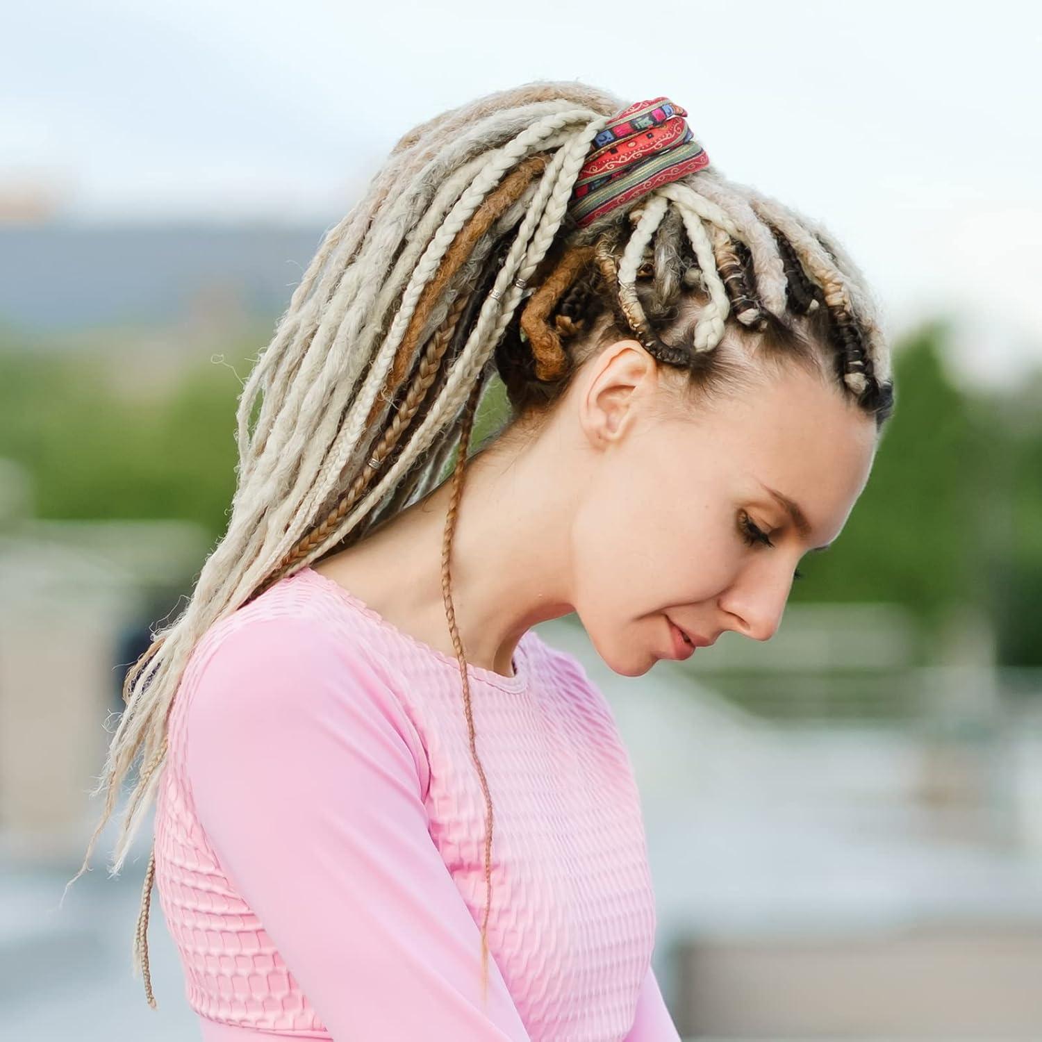 Ataduras de Cabello Dreadlock Dingion - 9 Piezas Coloridas 63 cm