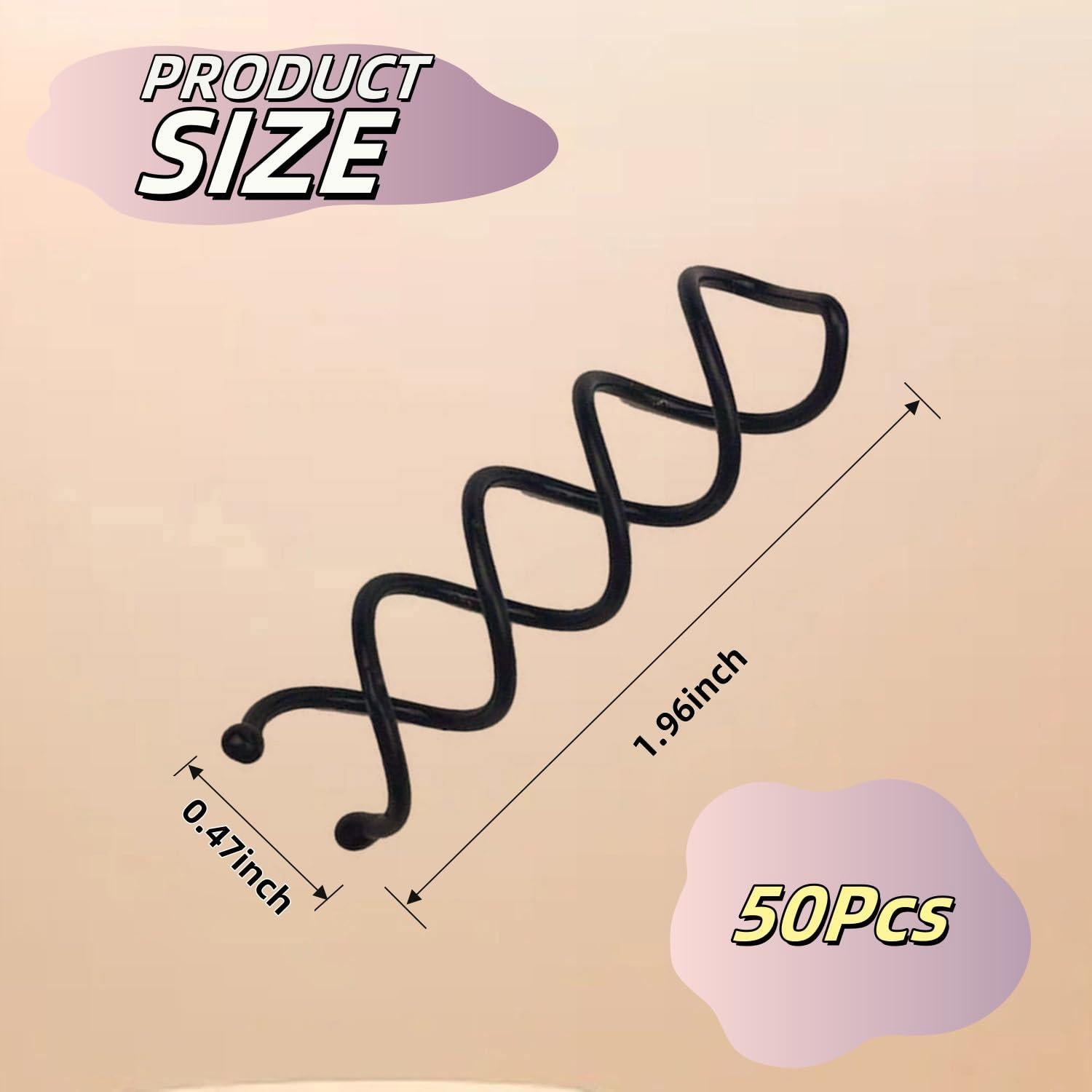 50 Horquillas Espirales de Metal Hyamass para Cabello Negro