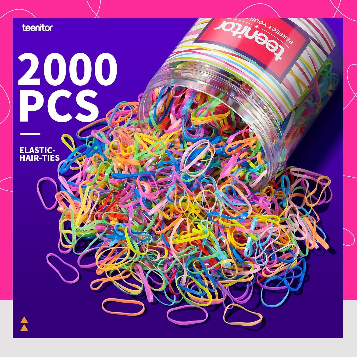 Bandas de Pelo Elásticas Teenitor 2000pcs Multi Color 22mm