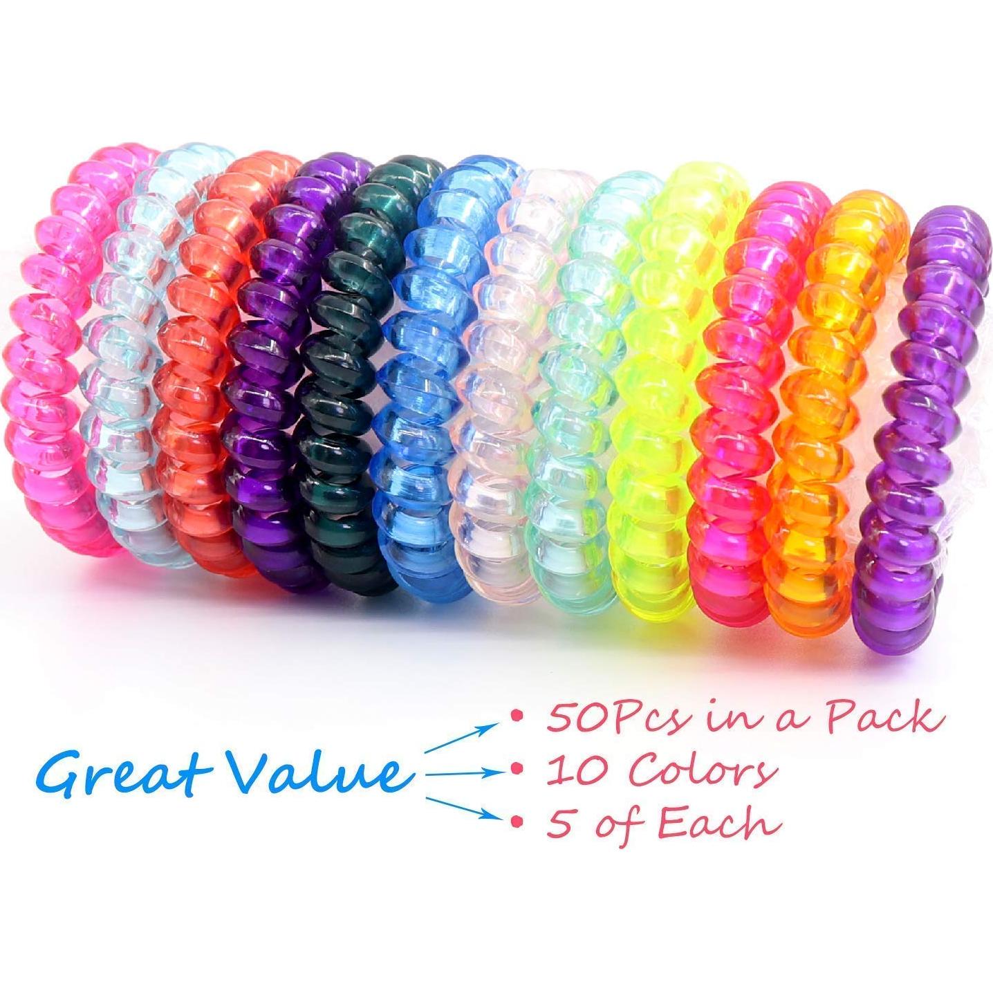 Tiras de Cabello Espirales 79STYLE 50pcs Coloridos Sin Daño