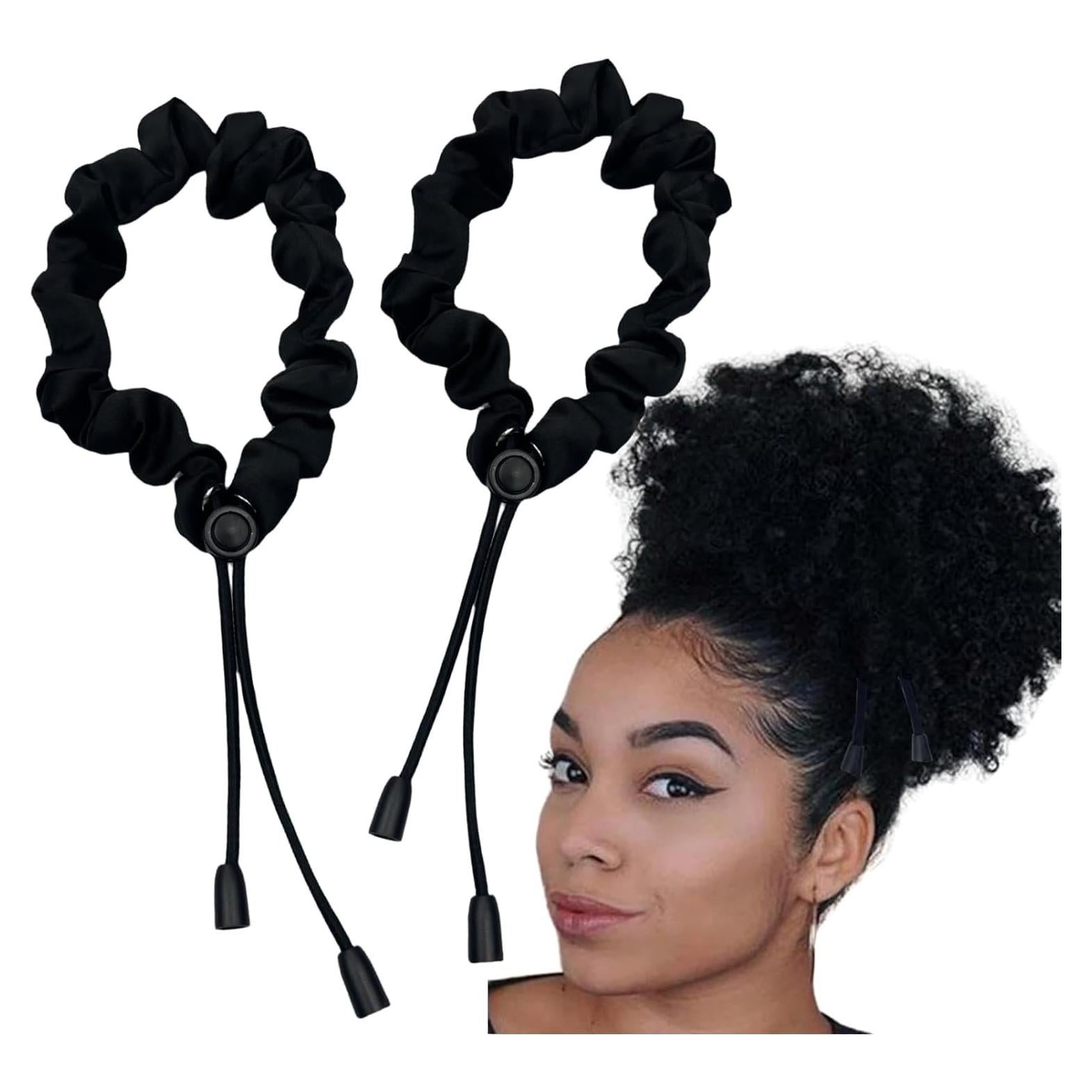 Scrunchies de Satén Ajustables BINCUBE - 2 Pcs para Cabello Rizado