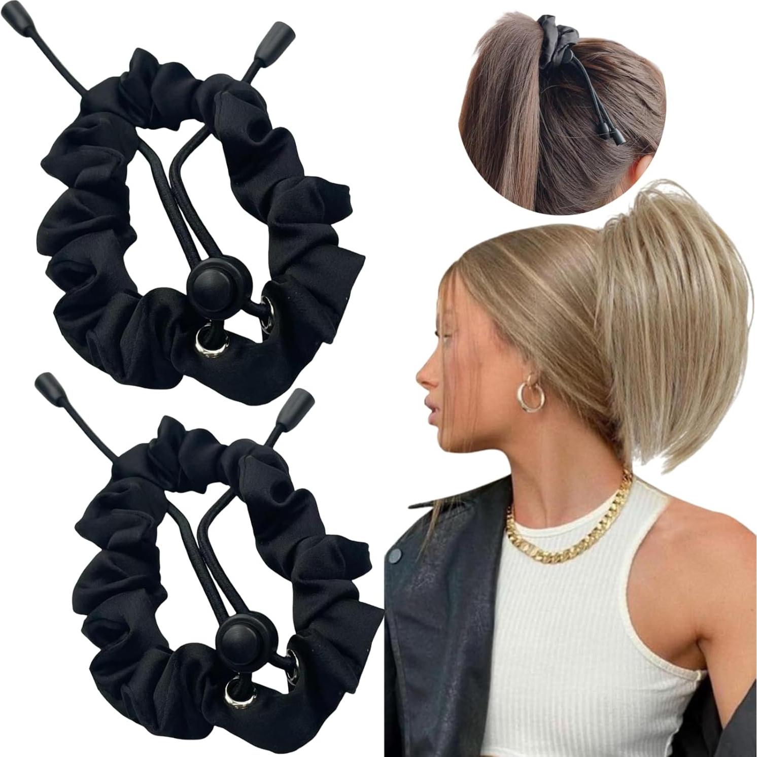 Scrunchies de Satén Ajustables BINCUBE - 2 Pcs para Cabello Rizado
