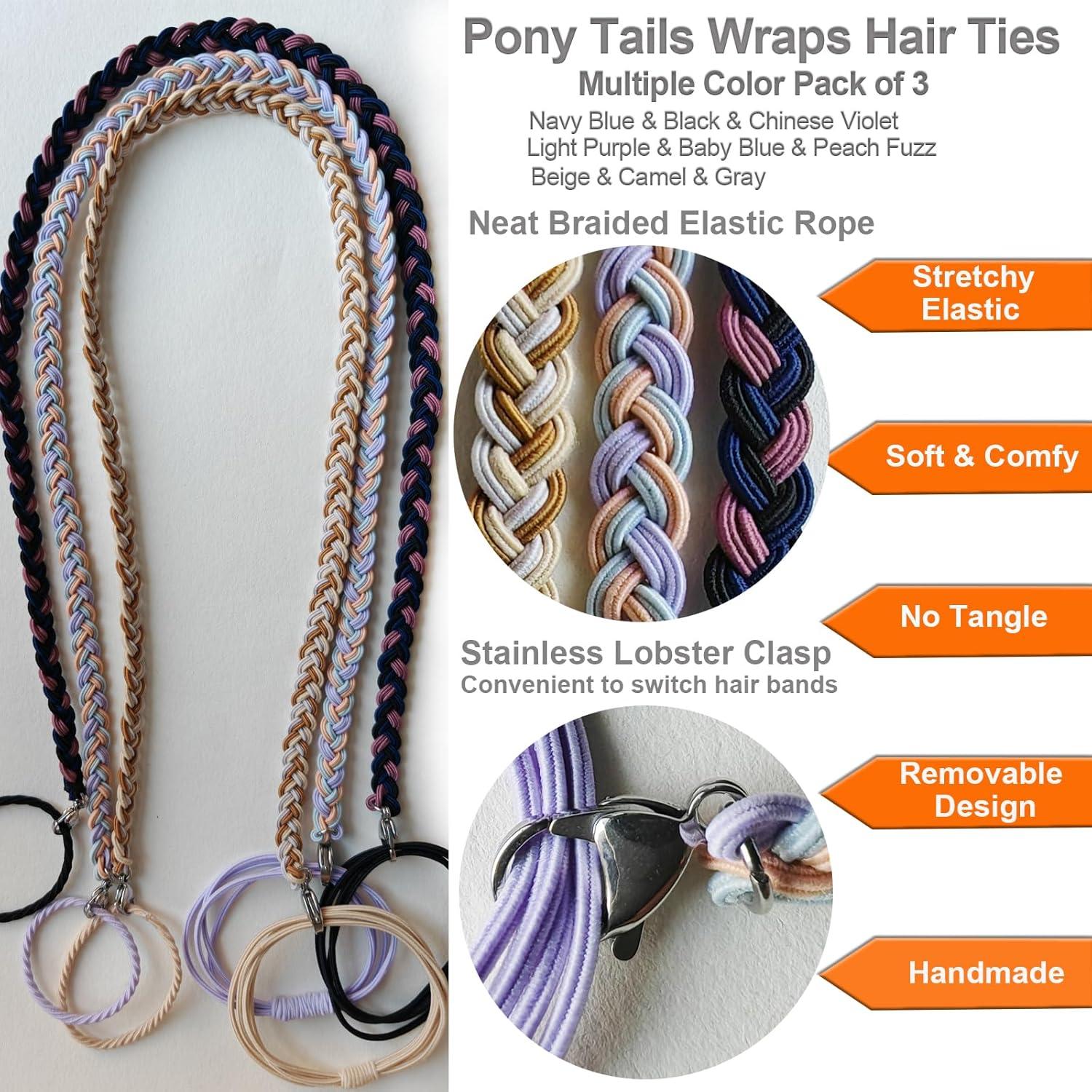 Coletas de Pelo Trenzadas Elásticas Merunone 45.72 cm - 3 Pzas