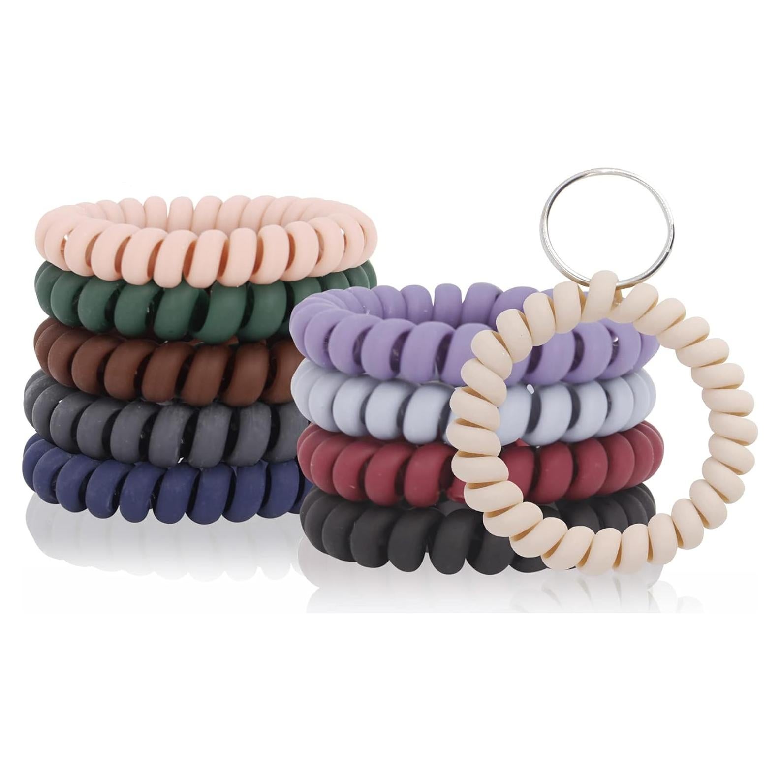 Paquete de 10 Llaveros Espirales Coloridos BIHRTC - Pulseras y Coletas