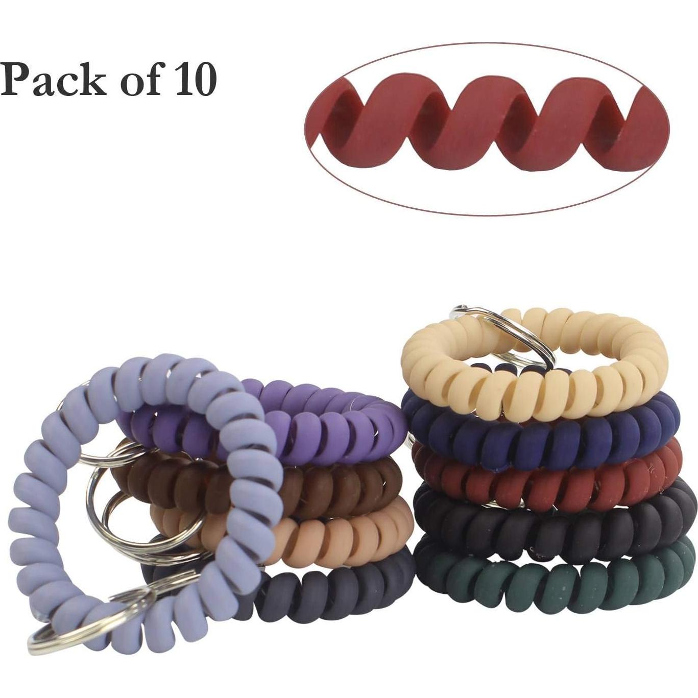 Paquete de 10 Llaveros Espirales Coloridos BIHRTC - Pulseras y Coletas