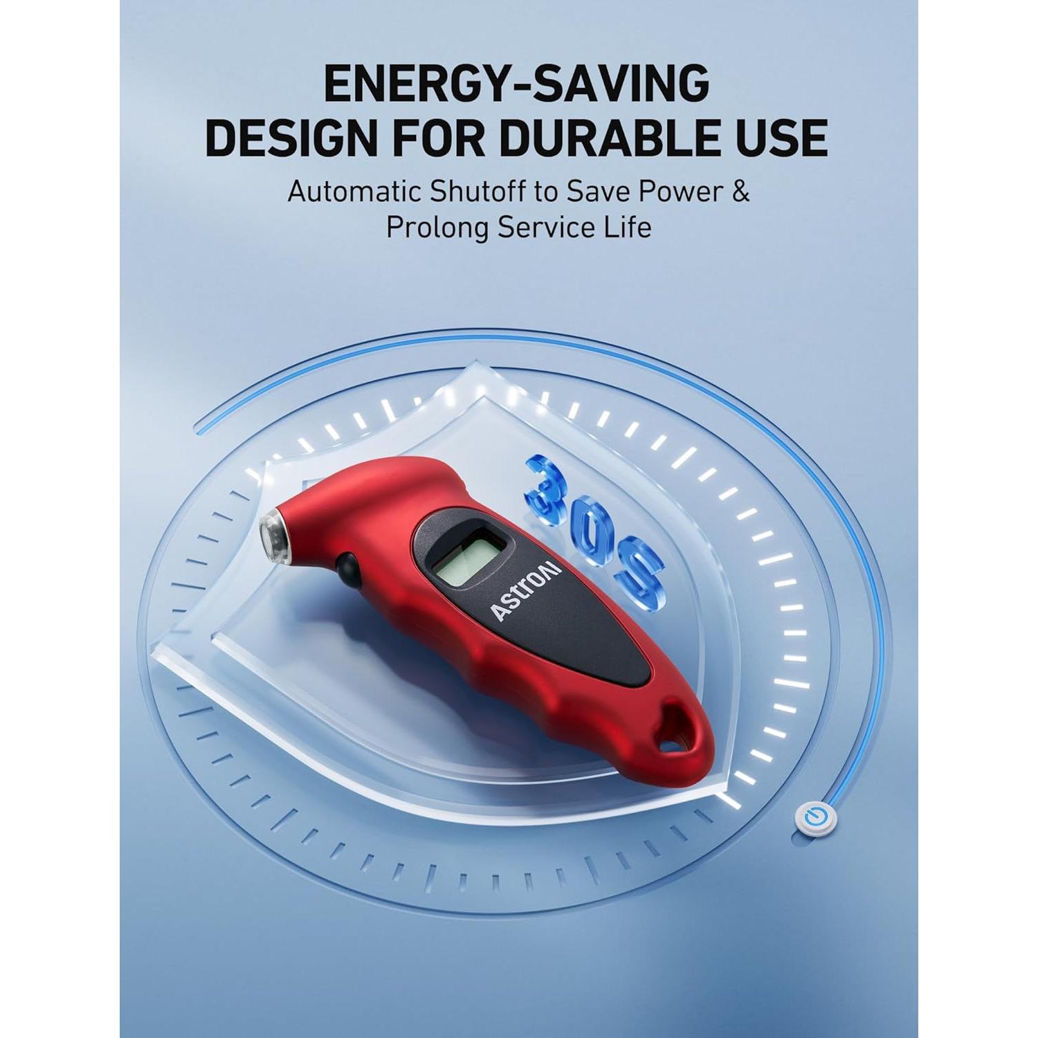 Medidor de Presión de Neumáticos Digital AstroAI 0-10 Bar, Rojo