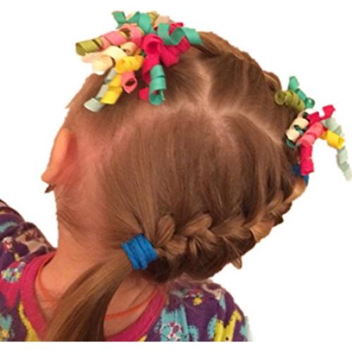 Pack of 18 Mix Color Boutique Girls' Curly Korker Bow Hair Ties