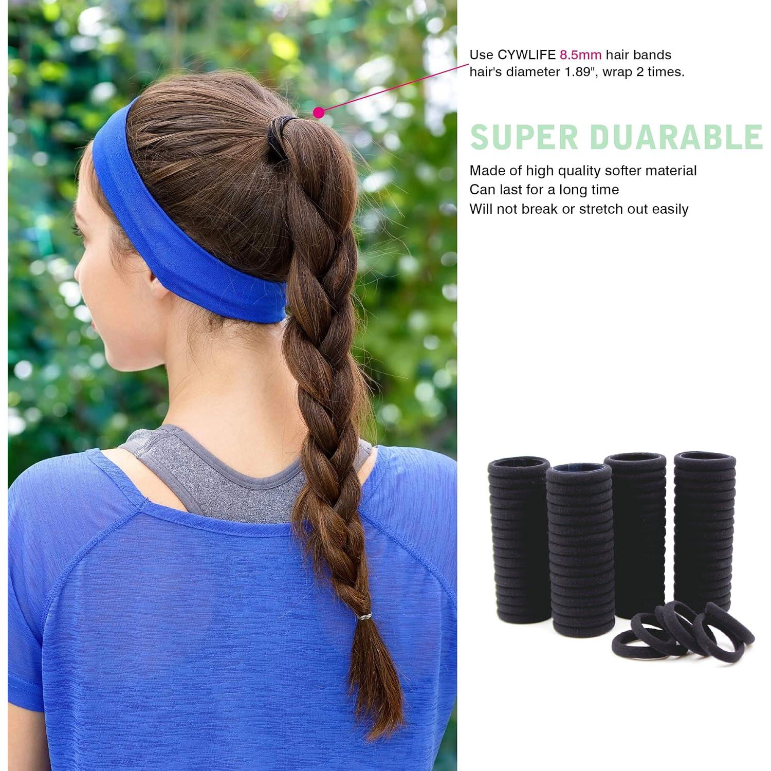 Bandas de Goma para Cabello CYWLIFE 100 PCS Negras 8.5mm