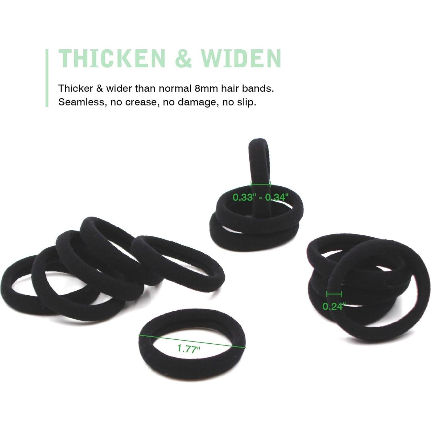 Bandas de Goma para Cabello CYWLIFE 100 PCS Negras 8.5mm
