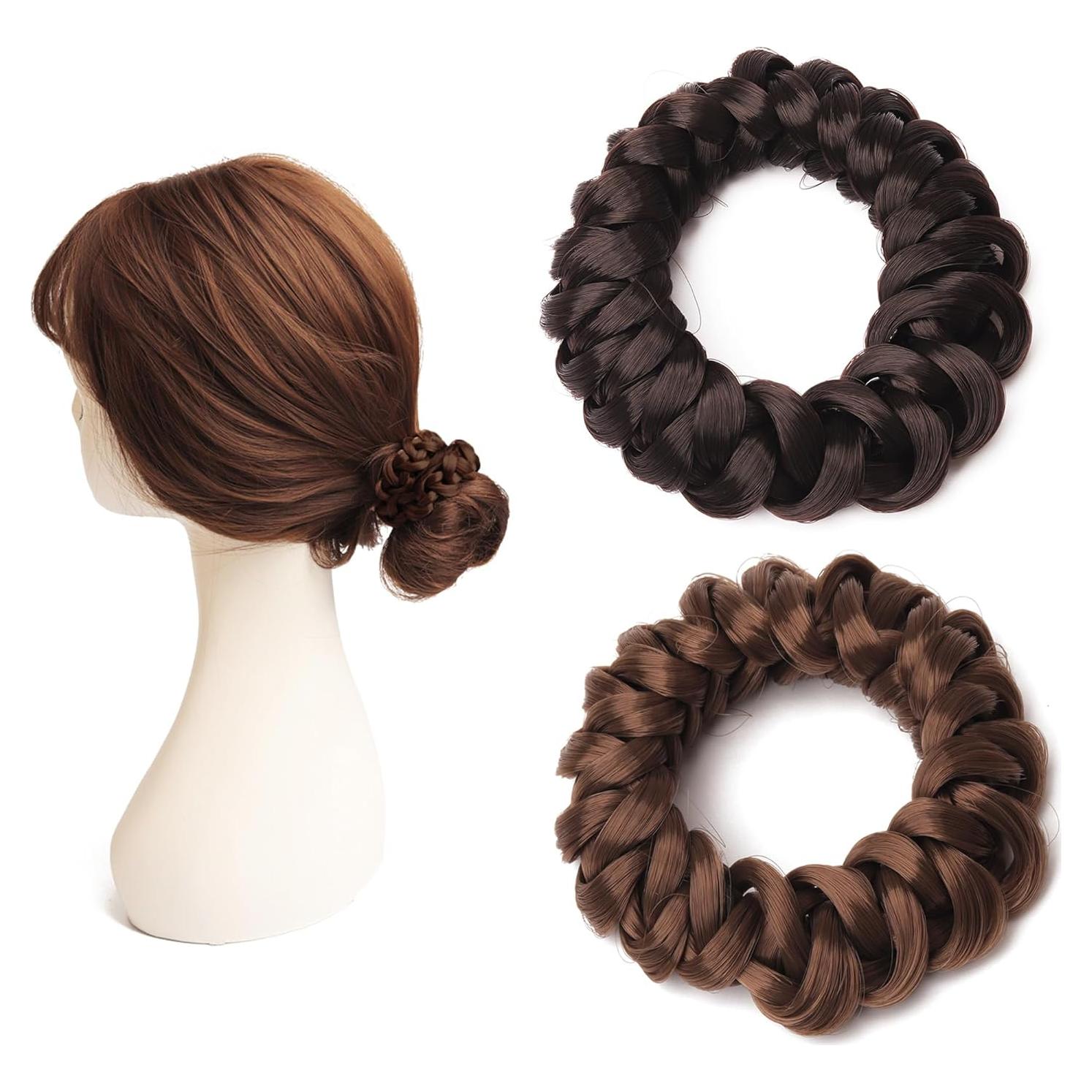Gomas de Pelo Trenzadas Denlydom - Coletas Imitación Marrón