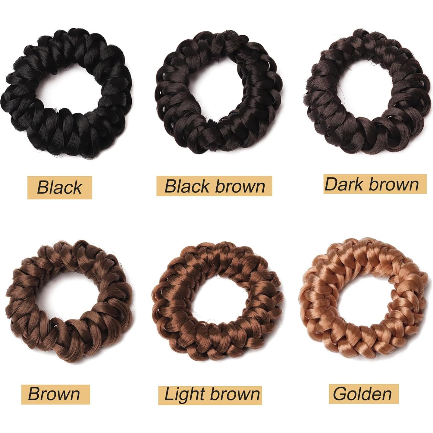 Gomas de Pelo Trenzadas Denlydom - Coletas Imitación Marrón