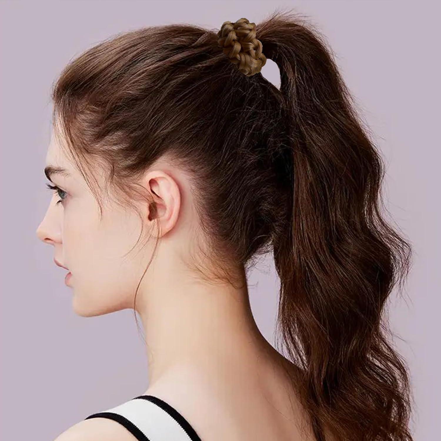 Gomas de Pelo Trenzadas Denlydom - Coletas Imitación Marrón