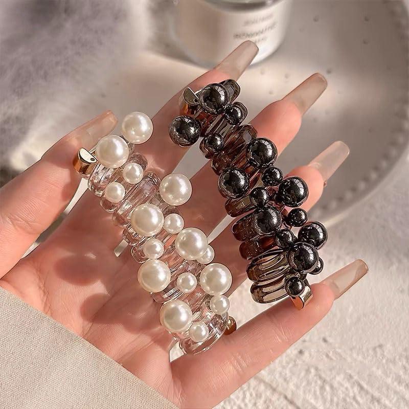 Lazos de Teléfono Trenzados Furimuk - 6 Piezas con Perlas