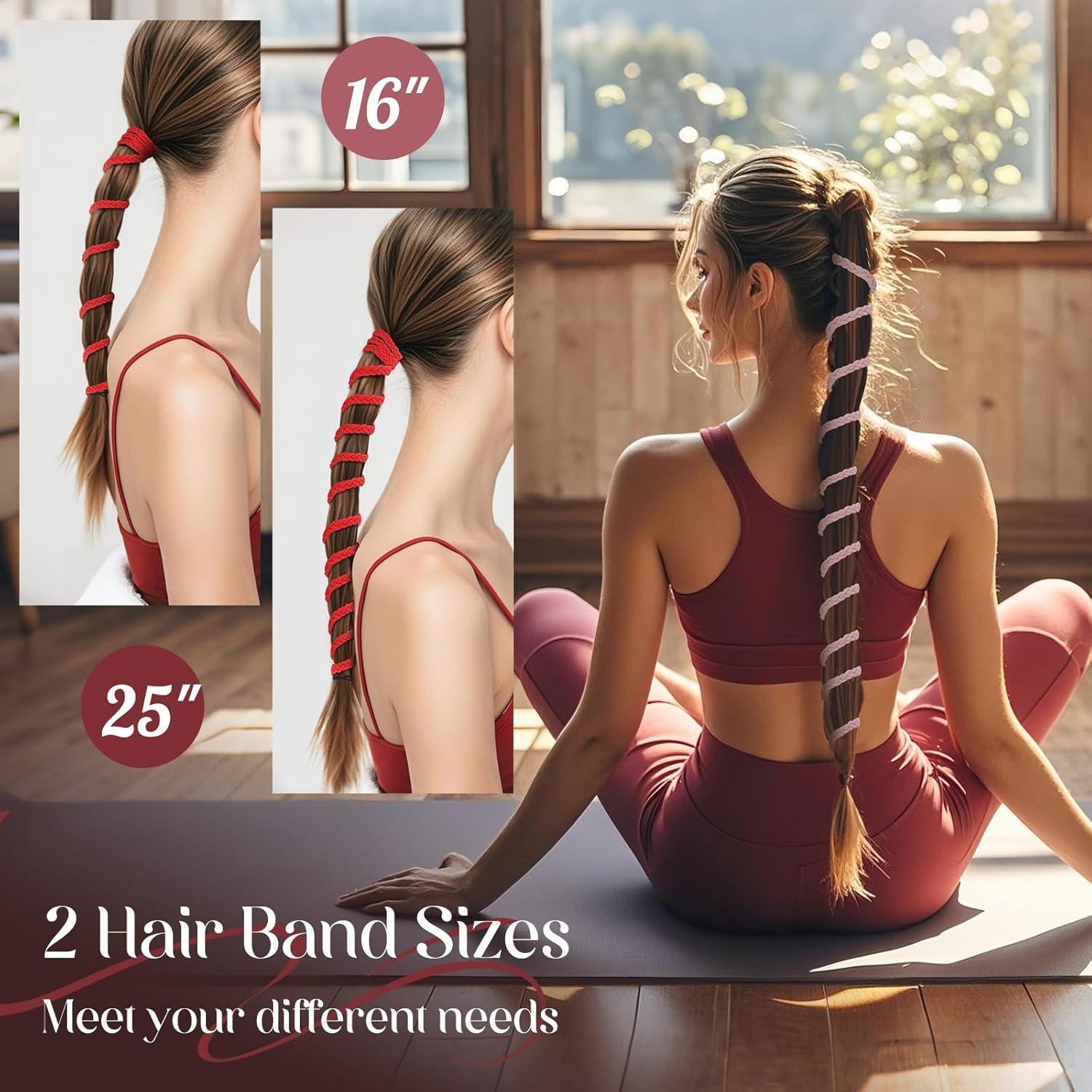 3 Sujetadores de Coleta Trenzados Elásticos Woertru 64cm Coloridos