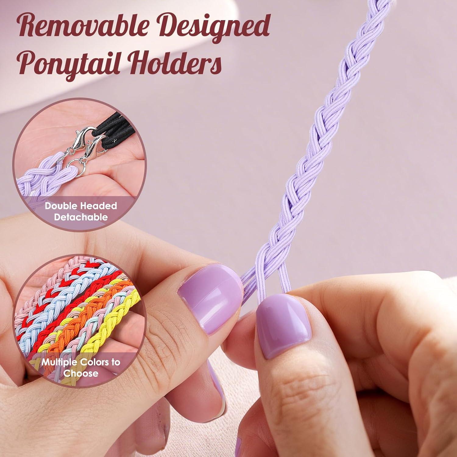 3 Sujetadores de Coleta Trenzados Elásticos Woertru 64cm Coloridos