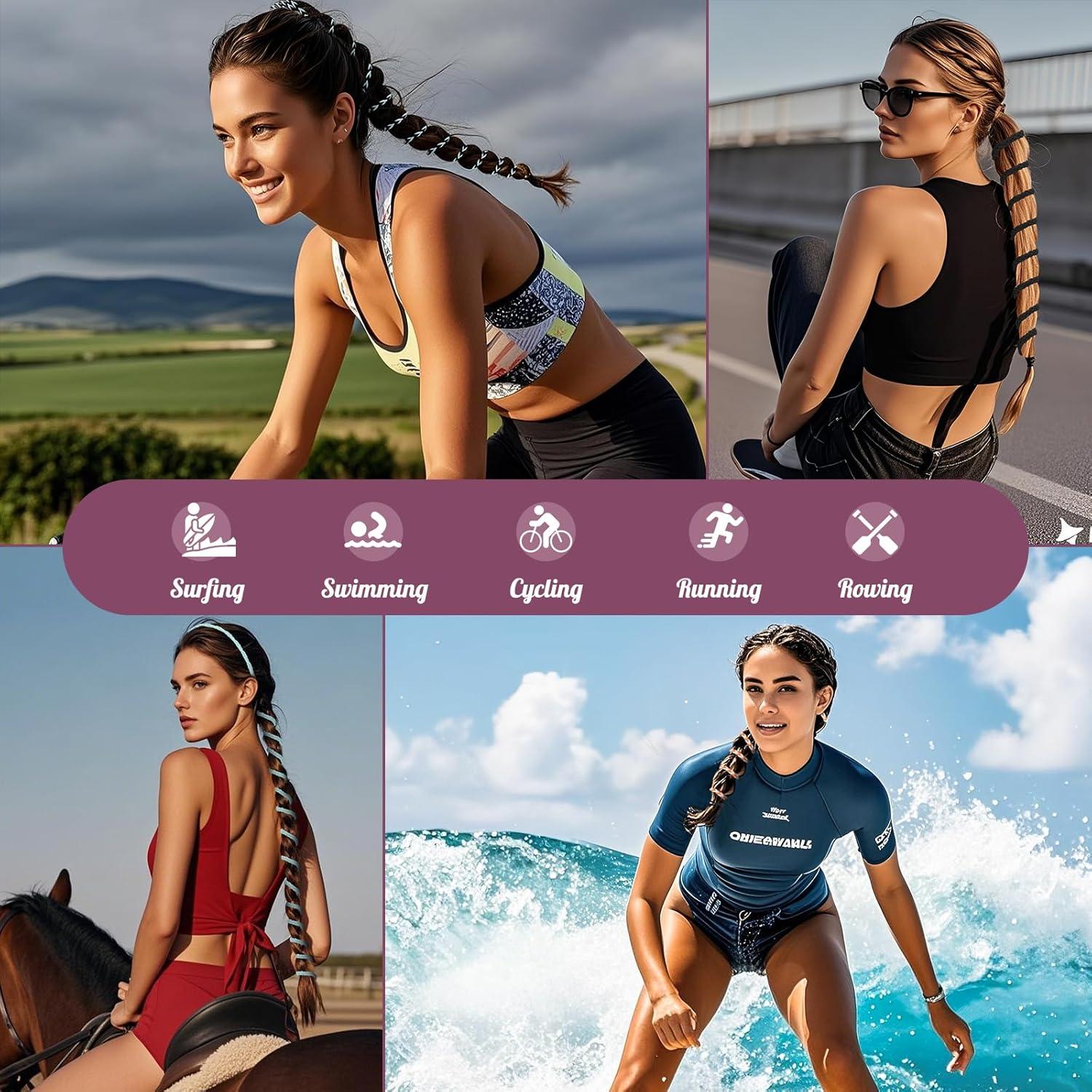 3 Sujetadores de Coleta Trenzados Elásticos Woertru 64cm Coloridos