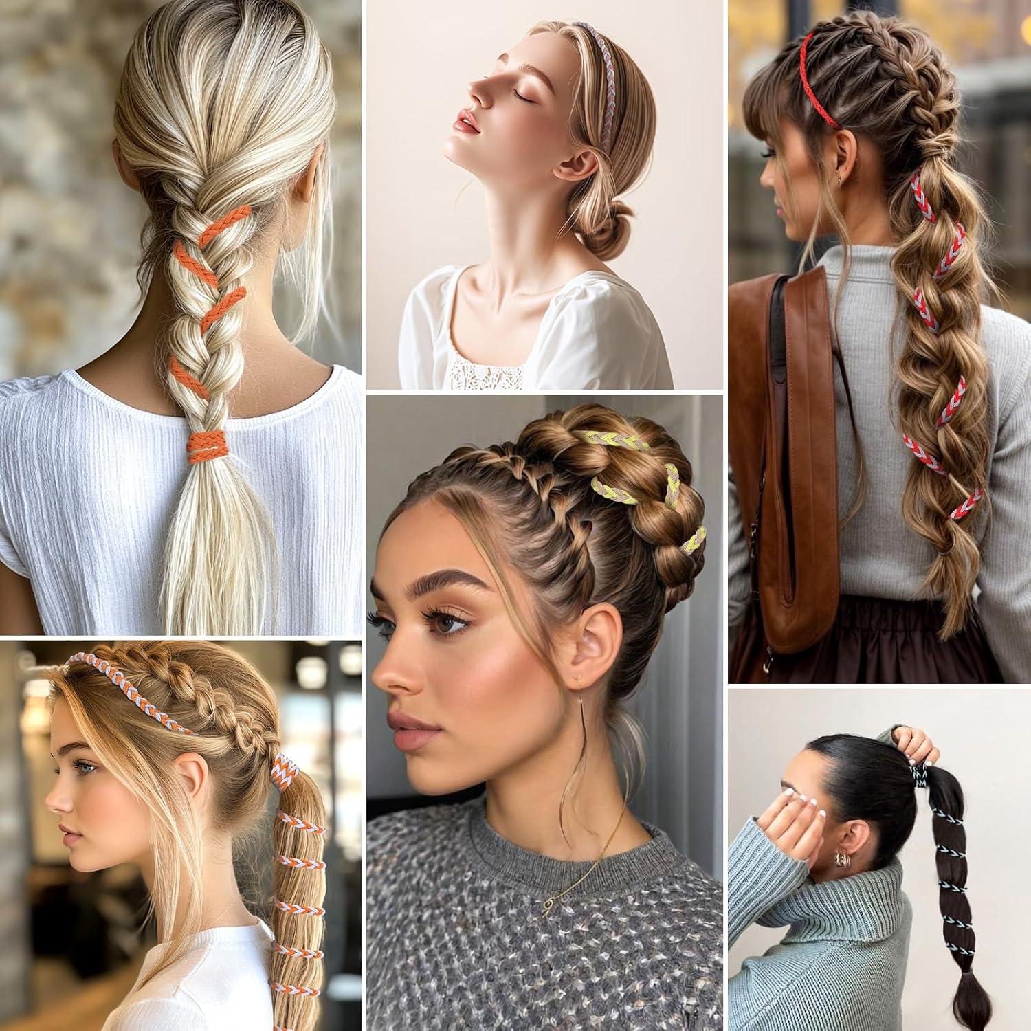 3 Sujetadores de Coleta Trenzados Elásticos Woertru 64cm Coloridos