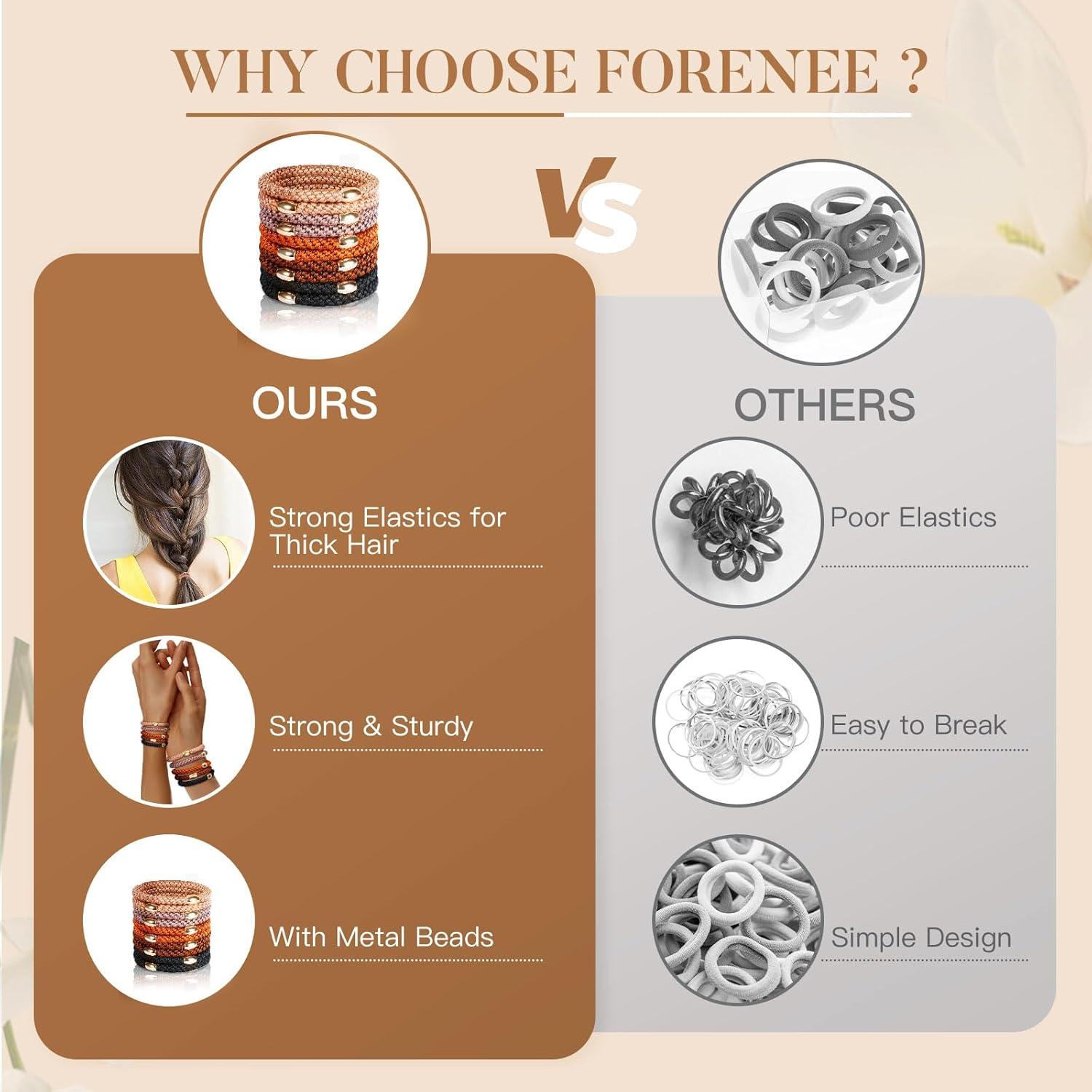 Coletas Elásticas Gruesas FORENEE - 10PCS Neutro para Cabello
