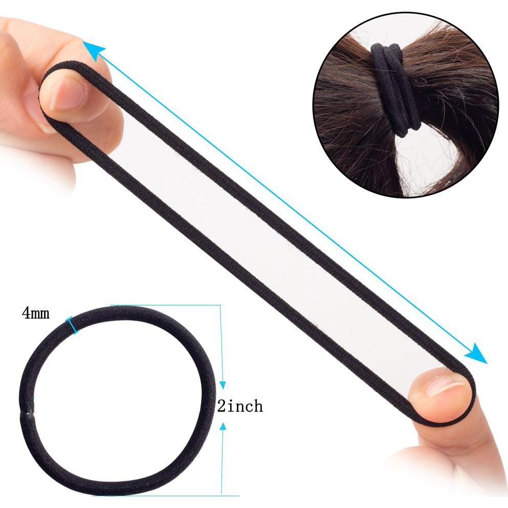 100 Gomas de Pelo Negras Sderoq 4mm para Cabello Grueso