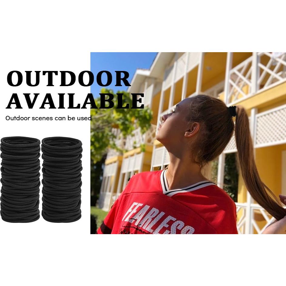 100 Gomas de Pelo Negras Sderoq 4mm para Cabello Grueso