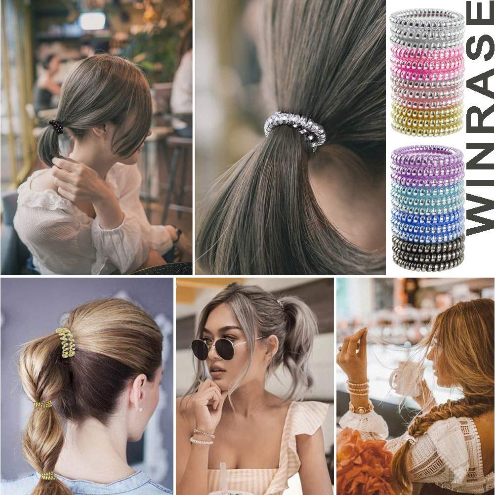 24 Lazos Espirales para Cabello Winrase - Gomas Elásticas Multicolor