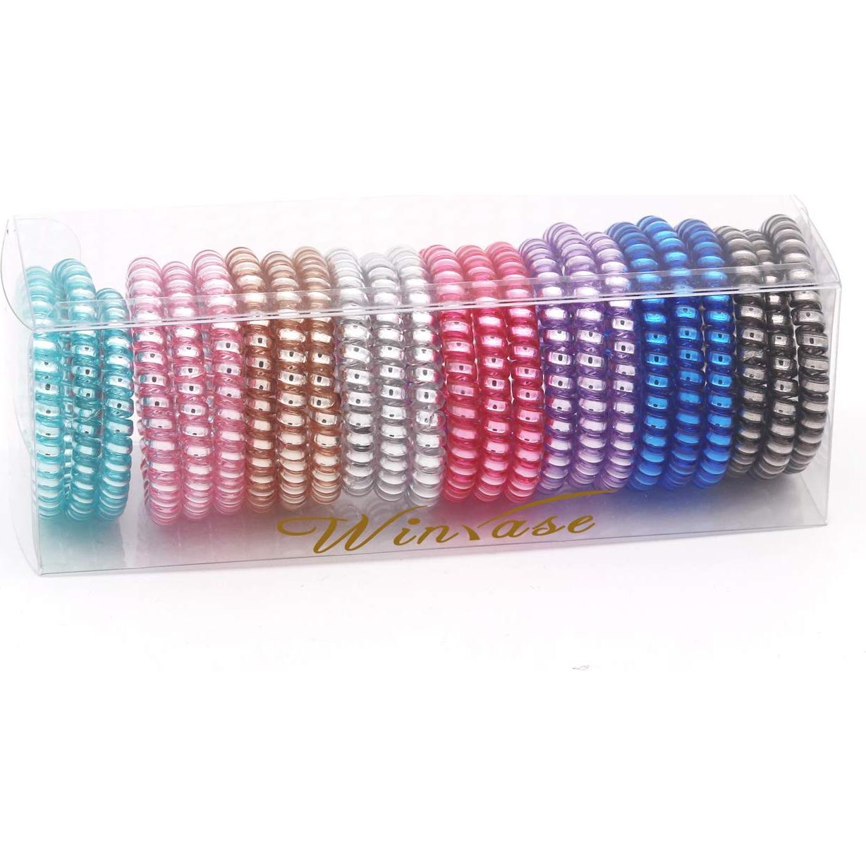 24 Lazos Espirales para Cabello Winrase - Gomas Elásticas Multicolor