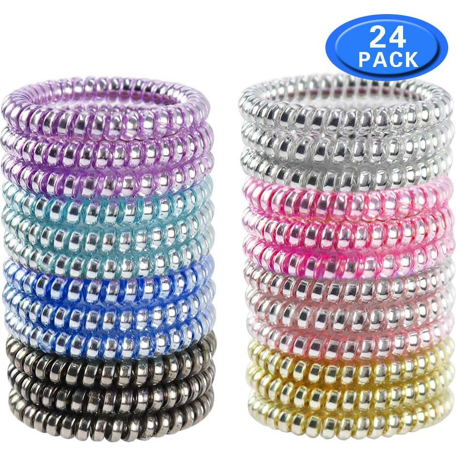 24 Lazos Espirales para Cabello Winrase - Gomas Elásticas Multicolor